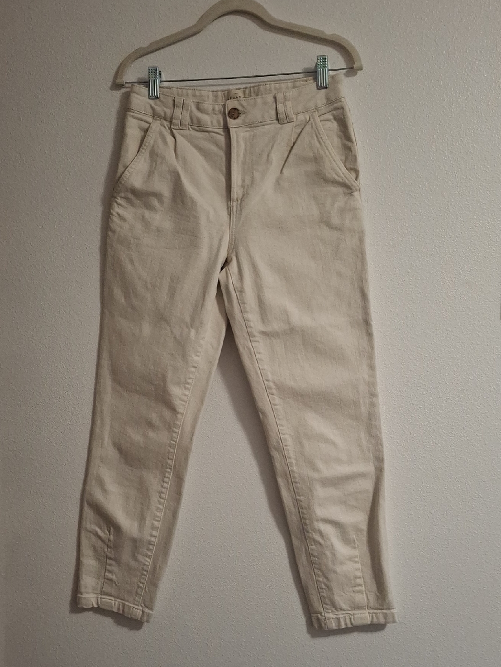 Sezane Manu Cream High-Rise Tapered Trousers Pants Size 36